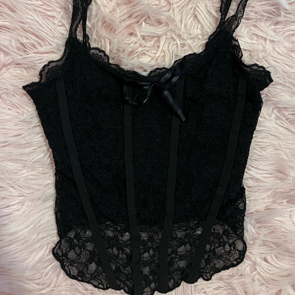 black lace bow camisole tank top corset style y2k 90s grunge
